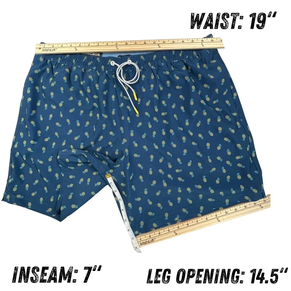 NWT Bonobos Mens XXL Blue Pineapple Stretch Swim Trunks Shorts Resort Beach 7